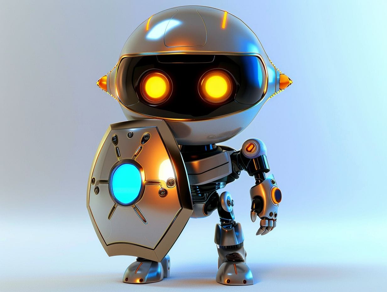 A robot with a shield